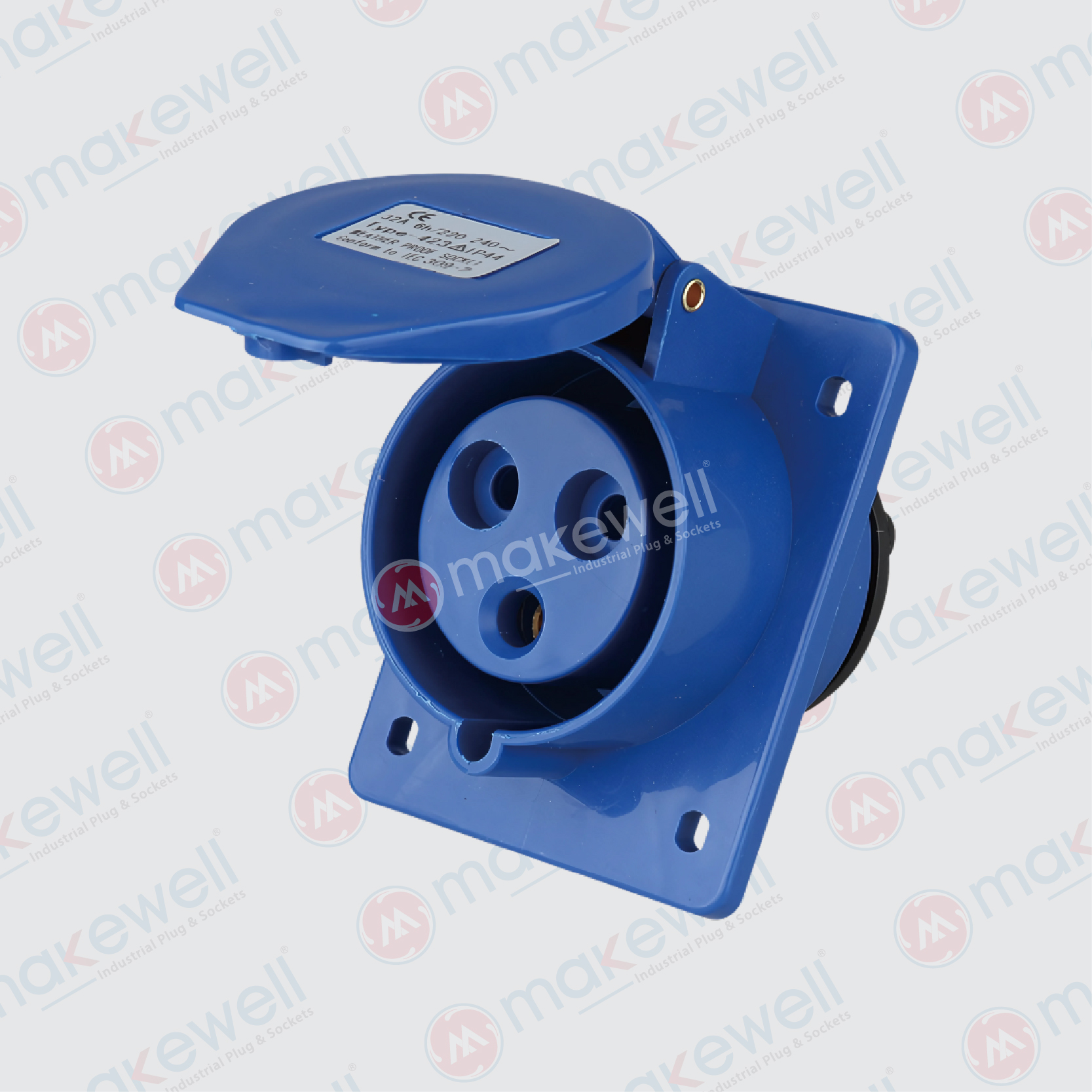MW-413 16A 3 Pin Angular Panel Socket MW-413 16A 3 Pin Angular Panel Socket