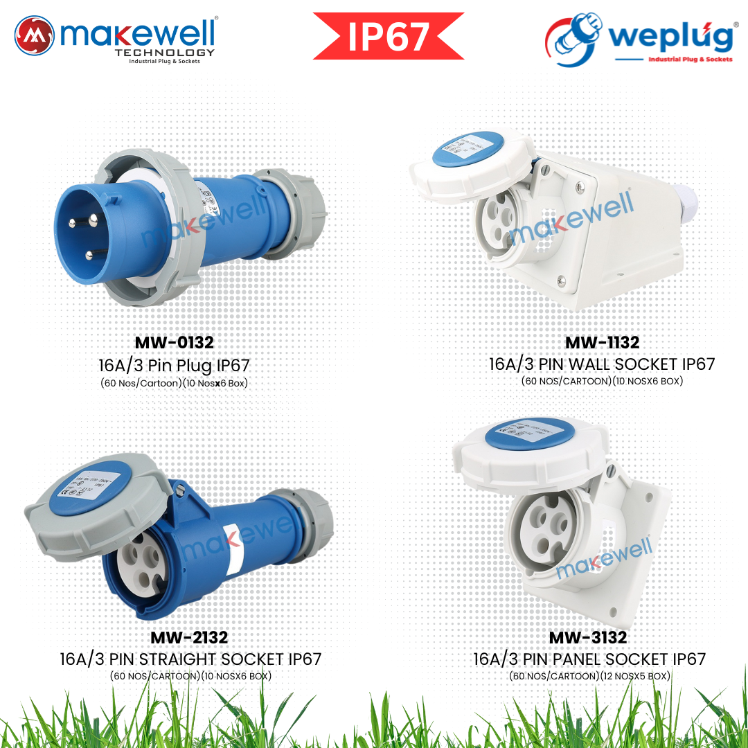16A 3 Pin Industrial Plug IP67 in Ahmedabad | Makewell img